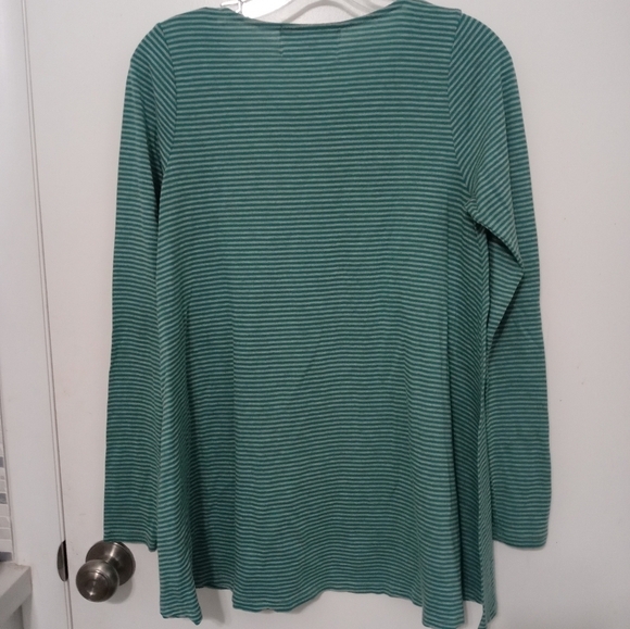 PUELLA ANTHROPOLOGIE LONG SLEEVE GREEN GRAY STRIPED KNIT TUNIC BLOUSE M - Picture 5 of 5